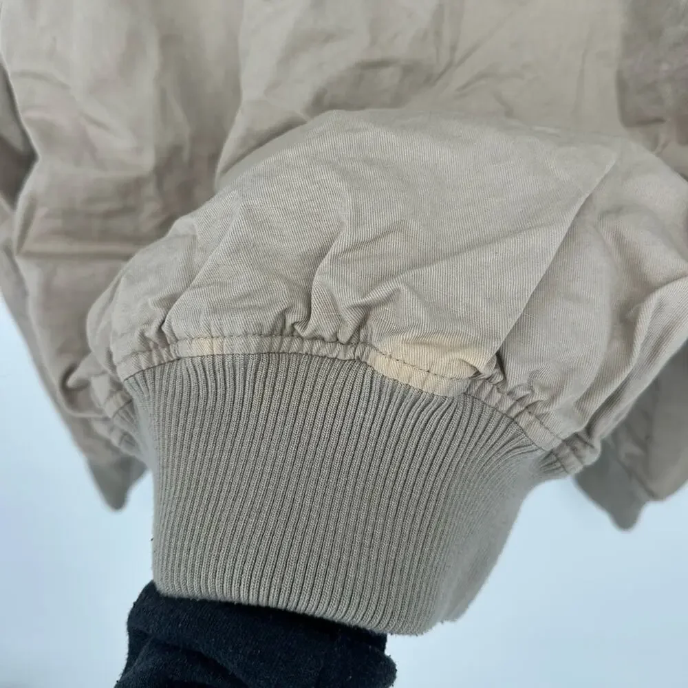 AMI PARIS Beige Bomber Jacket Designer Size Small Full Zip Classic Cotton Linen